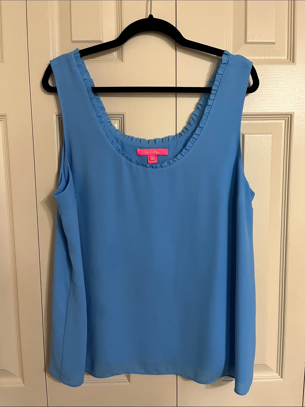 Lilly Pulitzer Sky Blue Ruffle-Trim Scoop Tank